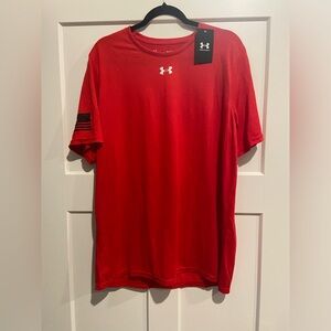 Under Armour red Big Red One Military Army loose Men's shirt sleeve Large NWT